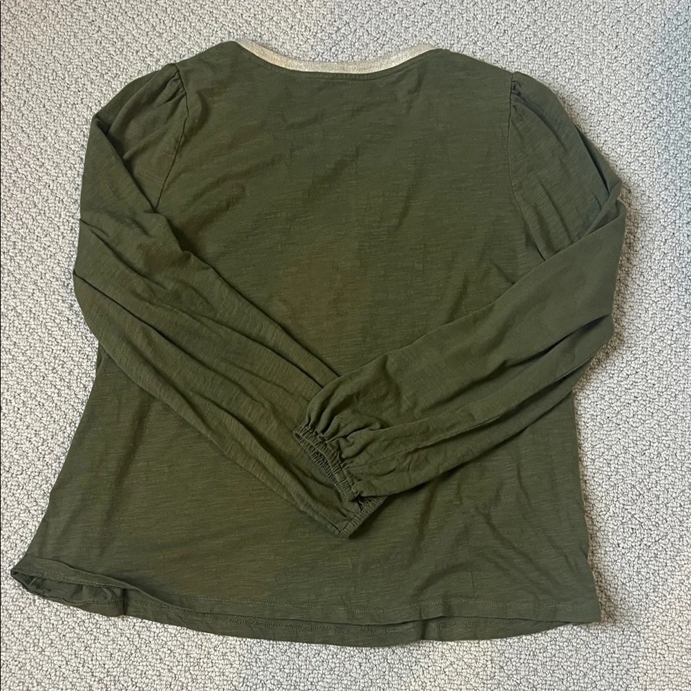 Boden Olive V-Neck Long Sleeve Top - Picture 4 of 4